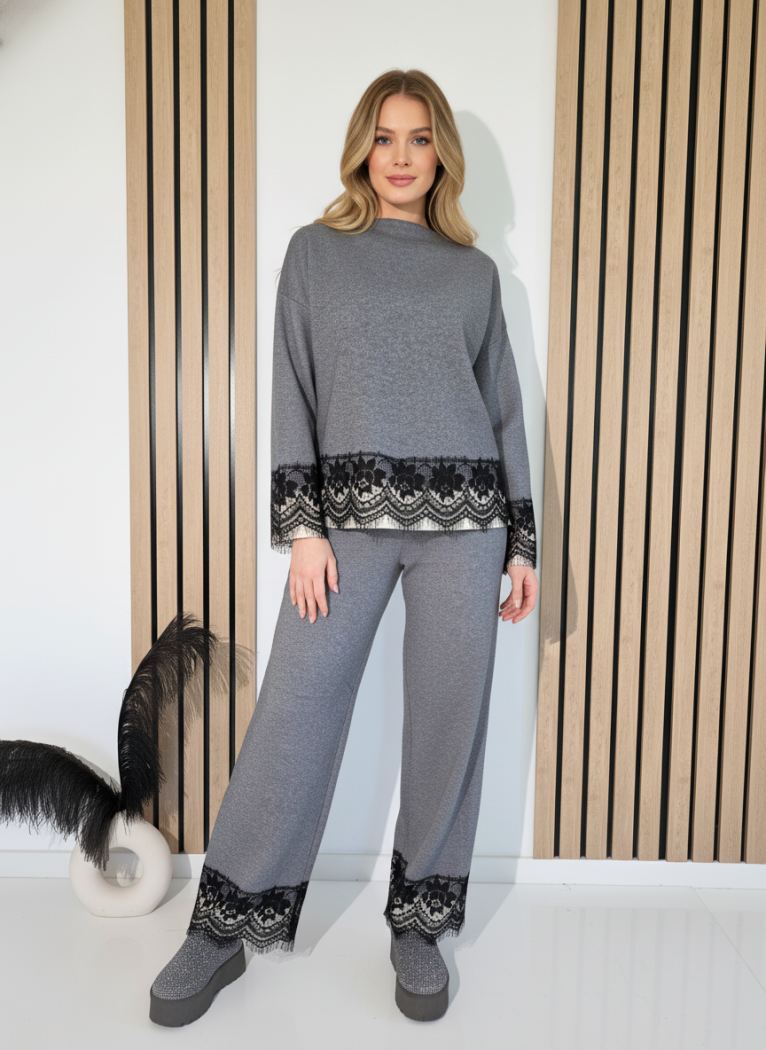 Női együttes szürke Angela 2 kötött darab #A1246