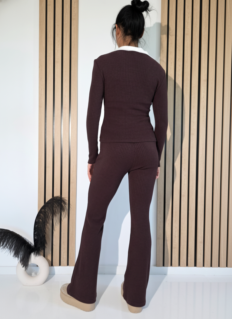 Női együttes barna Amira 2 kötött darab #A1244