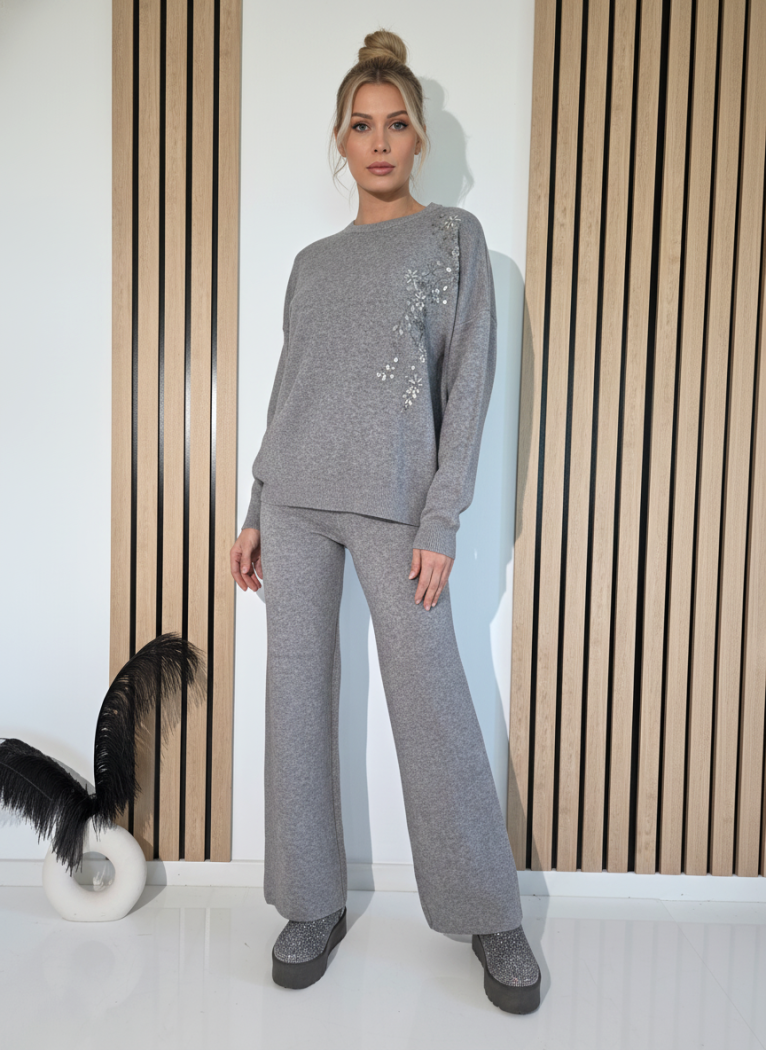 Női együttes szürke Mabel 2 kötött darab #A1255