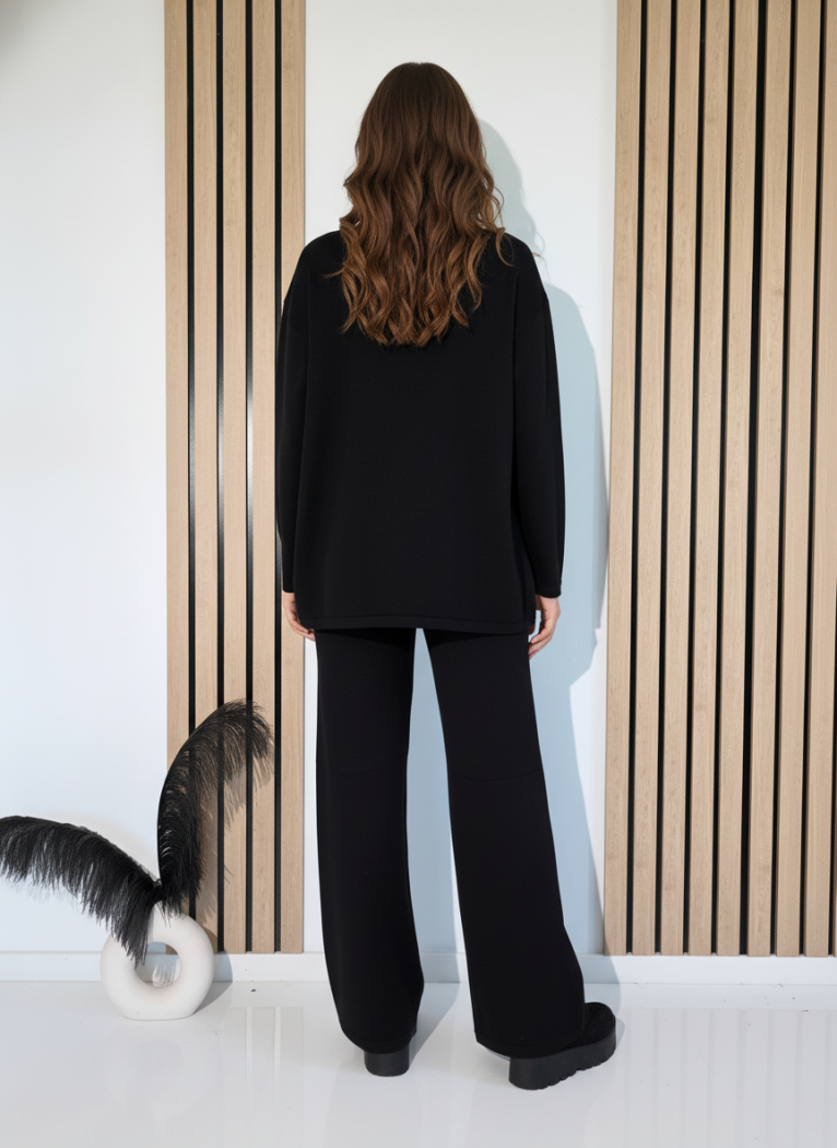 Női együttes fekete Isra 2 kötött darab #A1252