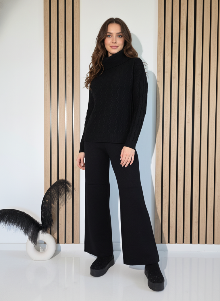 Női együttes fekete Eda 2 kötött darab #A1249