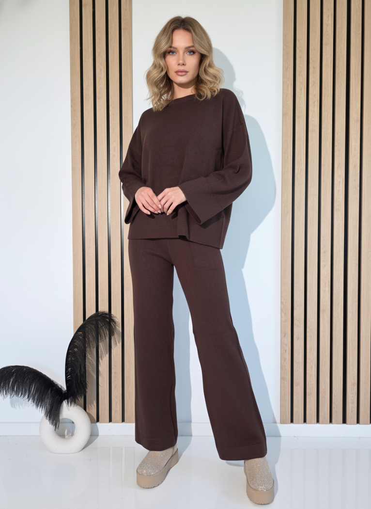 Női együttes barna Adela 2 kötött darab #A1237