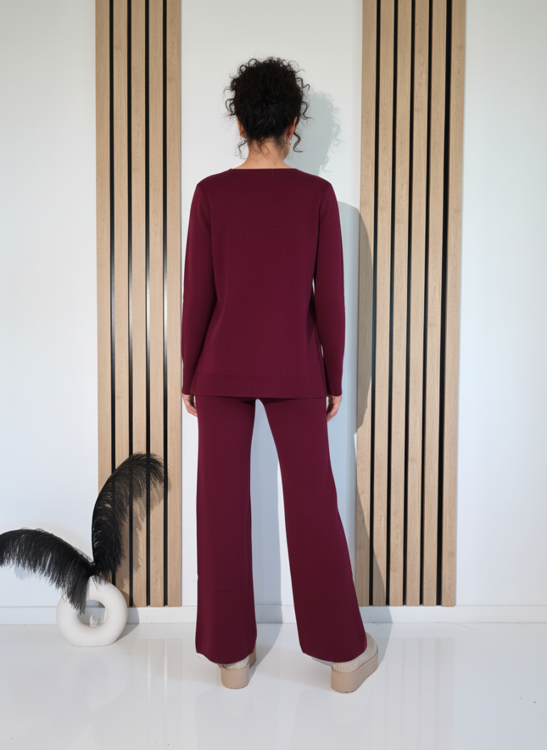 Női együttes bordó Adina 2 kötött darab #A1238