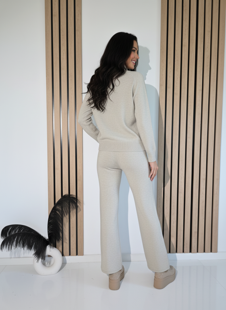 Női együttes bézs Sara 2 kötött darab #A1259