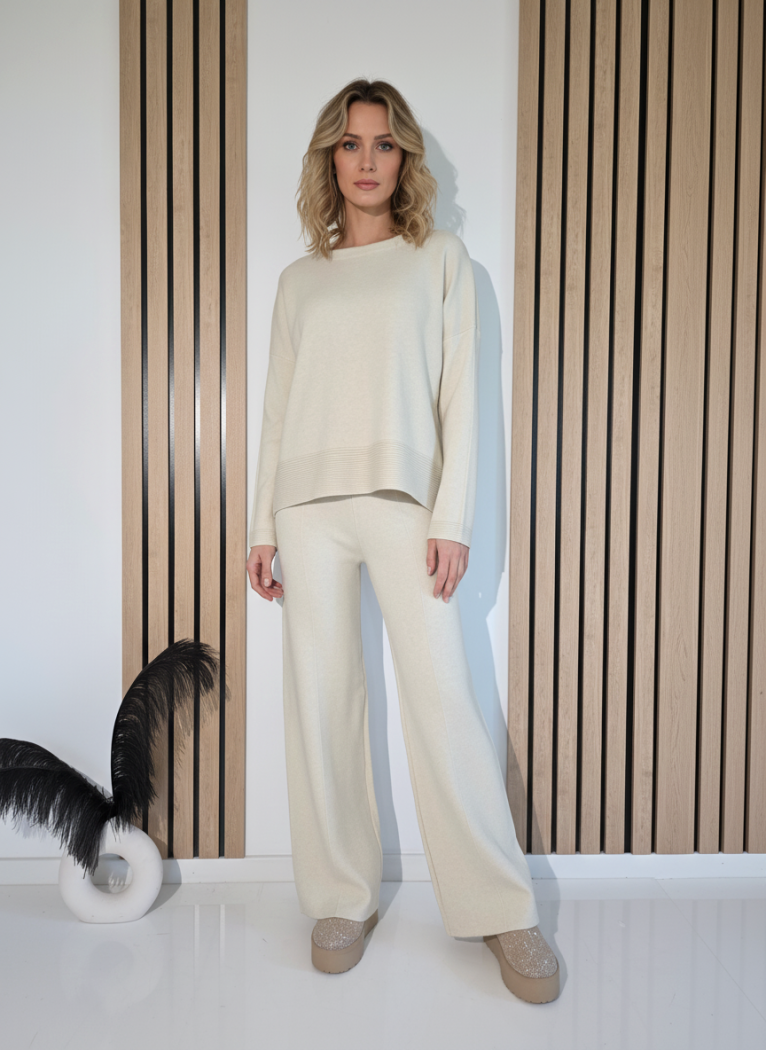 Női együttes bézs Adela 2 kötött darab #A1235