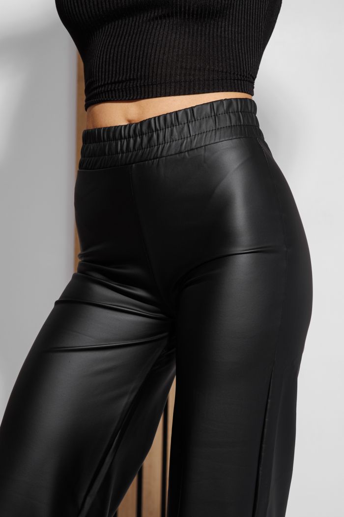 Női bélelt öko bőr nadrág Ella Fekete #A1330