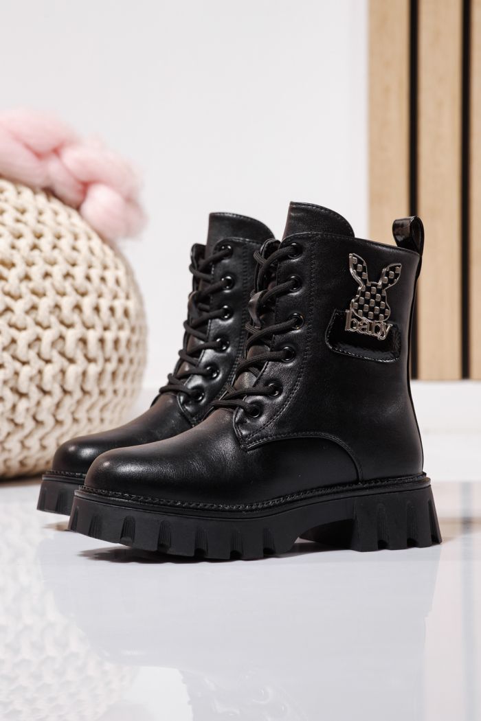 Szőrme csizma lányoknak fekete öko bőrből készült Aris #23115