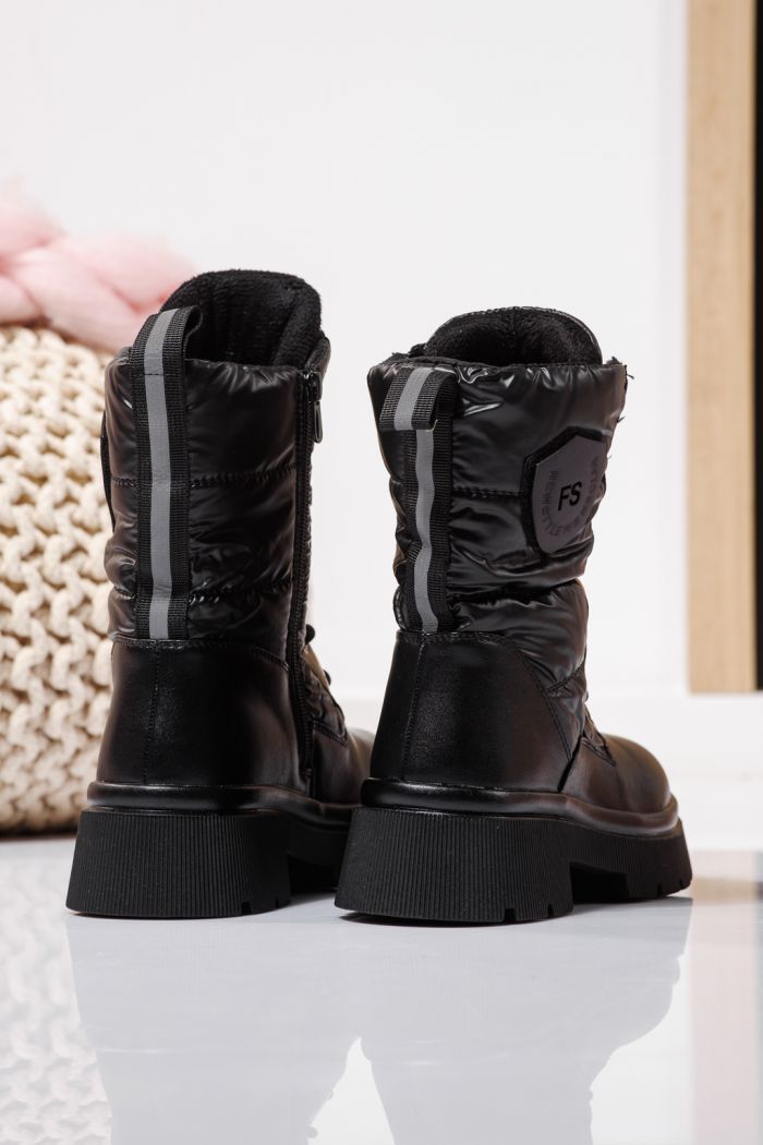 Szőrme csizma lányoknak fekete öko bőrből készült Despina #23119