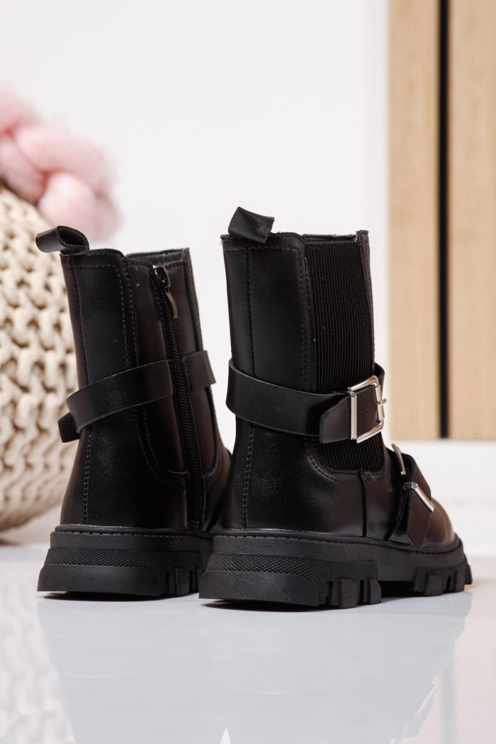 Szőrme csizma lányoknak fekete öko bőrből készült Marisa #23140