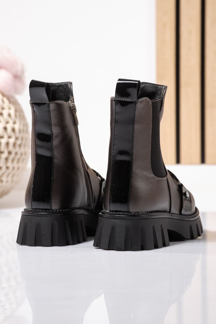 Szőrme csizma lányoknak szürke öko bőrből készült Bela #23112