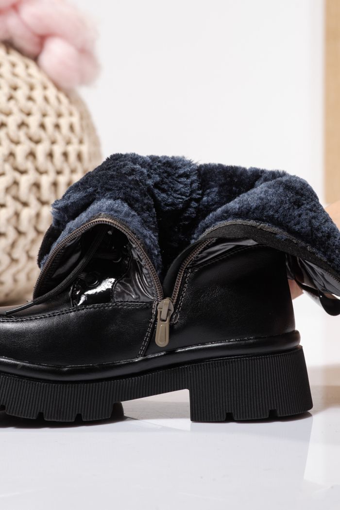 Szőrme csizma lányoknak szürke öko bőrből készült Dalia #23116