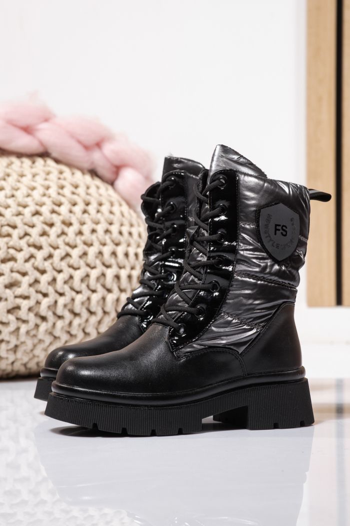 Szőrme csizma lányoknak szürke öko bőrből készült Despina #23118