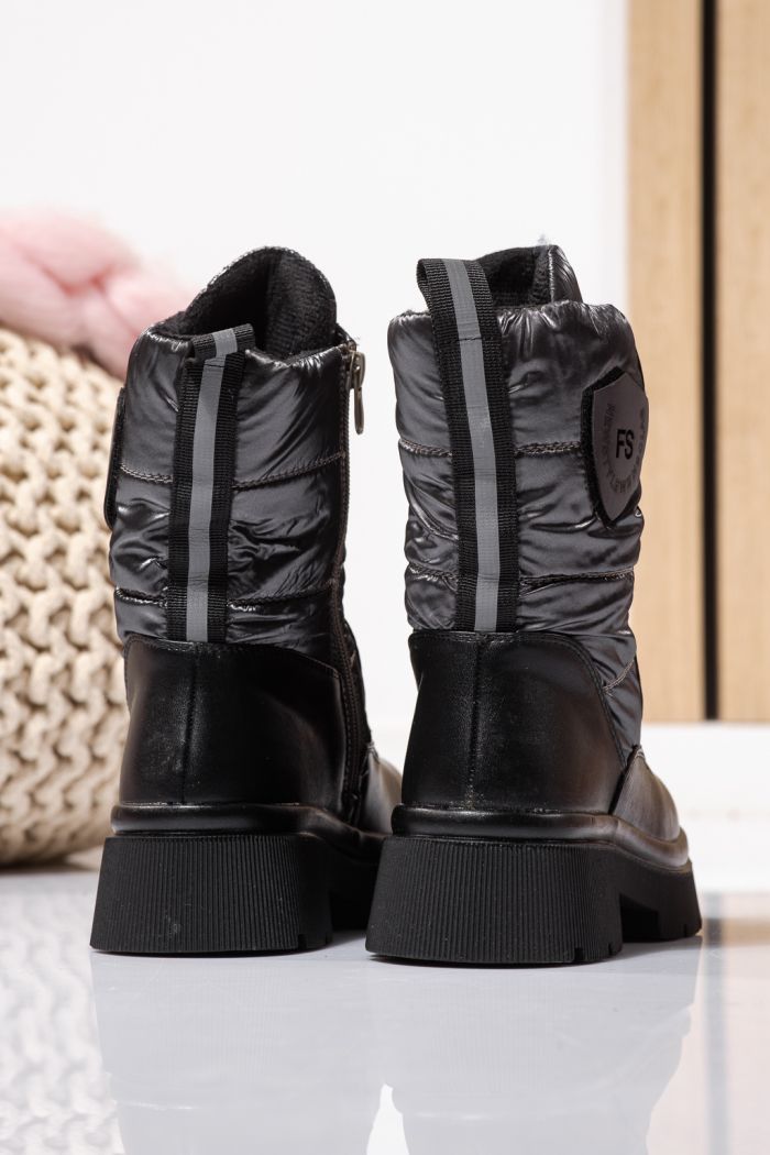 Szőrme csizma lányoknak szürke öko bőrből készült Despina #23118