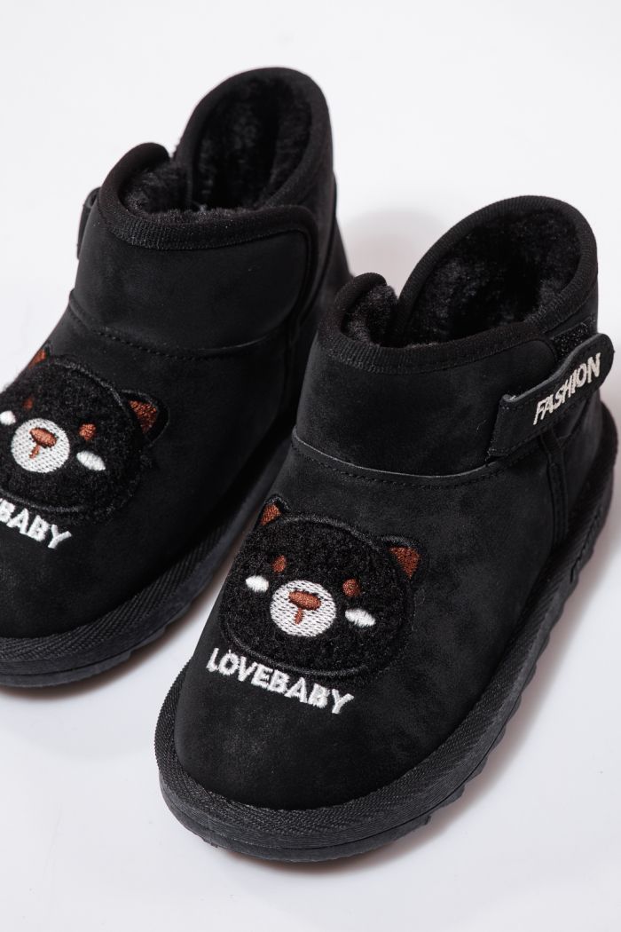 Szőrme csizma lányoknak fekete öko bőrből készült Julieta #23151