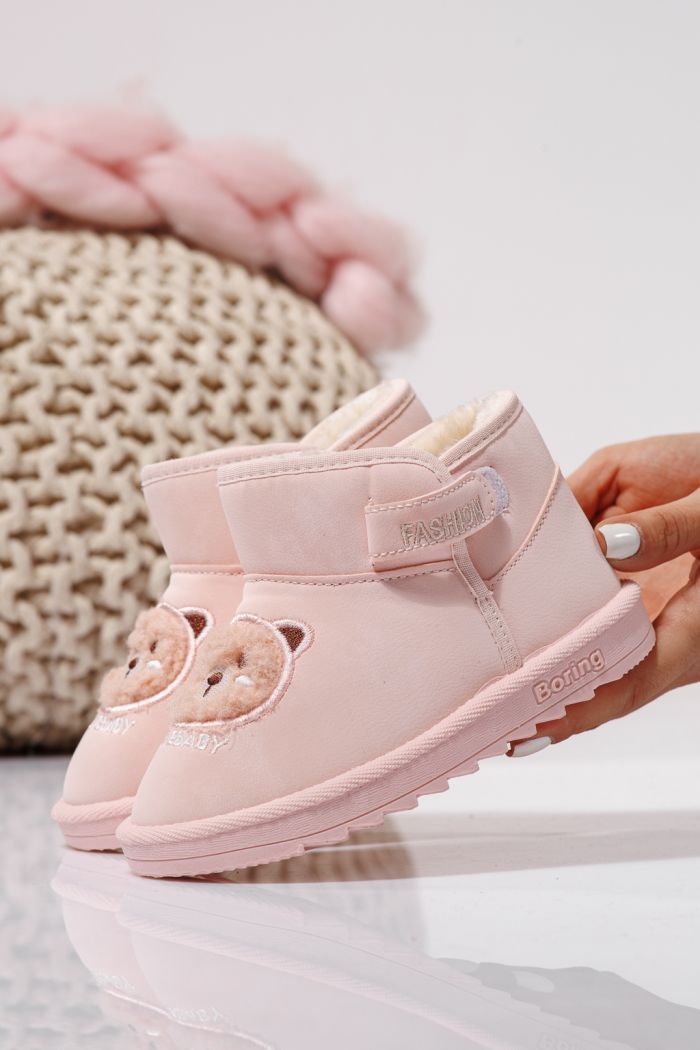 Szőrme csizma lányoknak Rózsaszín öko bőrből készült Julieta #23153