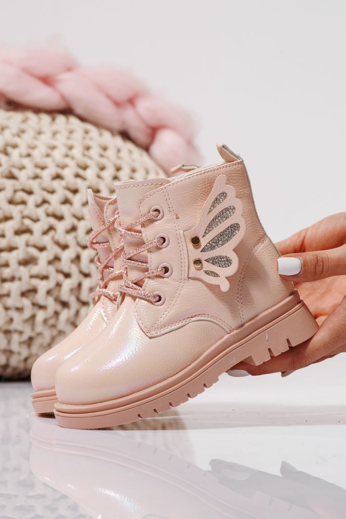 Szőrme csizma lányoknak Rózsaszín öko bőrből készült Melania #23142