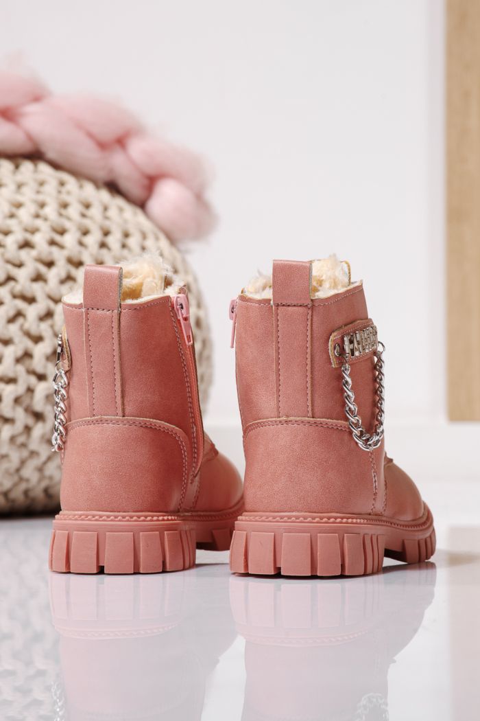 Szőrme csizma lányoknak Rózsaszín öko bőrből készült Xenia #23149