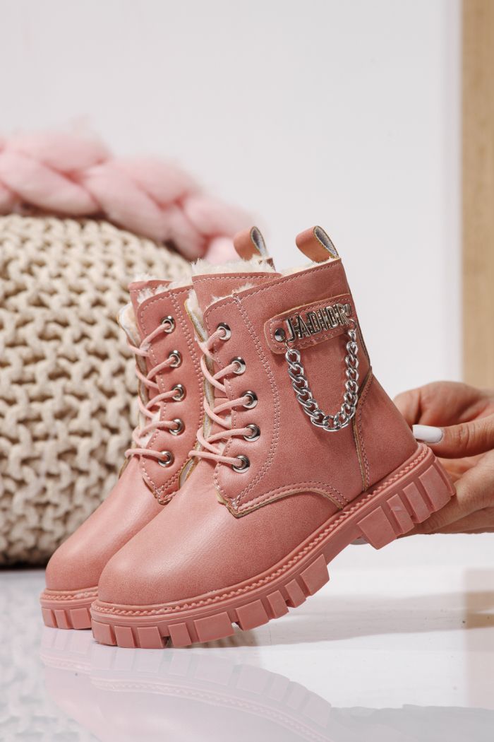 Szőrme csizma lányoknak Rózsaszín öko bőrből készült Xenia #23149