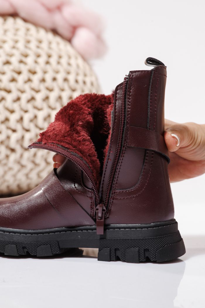 Szőrme csizma lányoknak Piros öko bőrből készült Marisa #23141