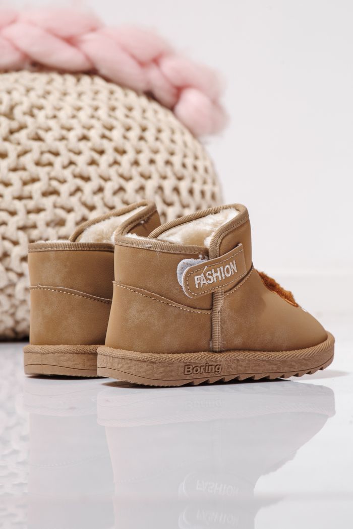 Szőrme csizma lányoknak khaki öko bőrből készült Julieta #23152