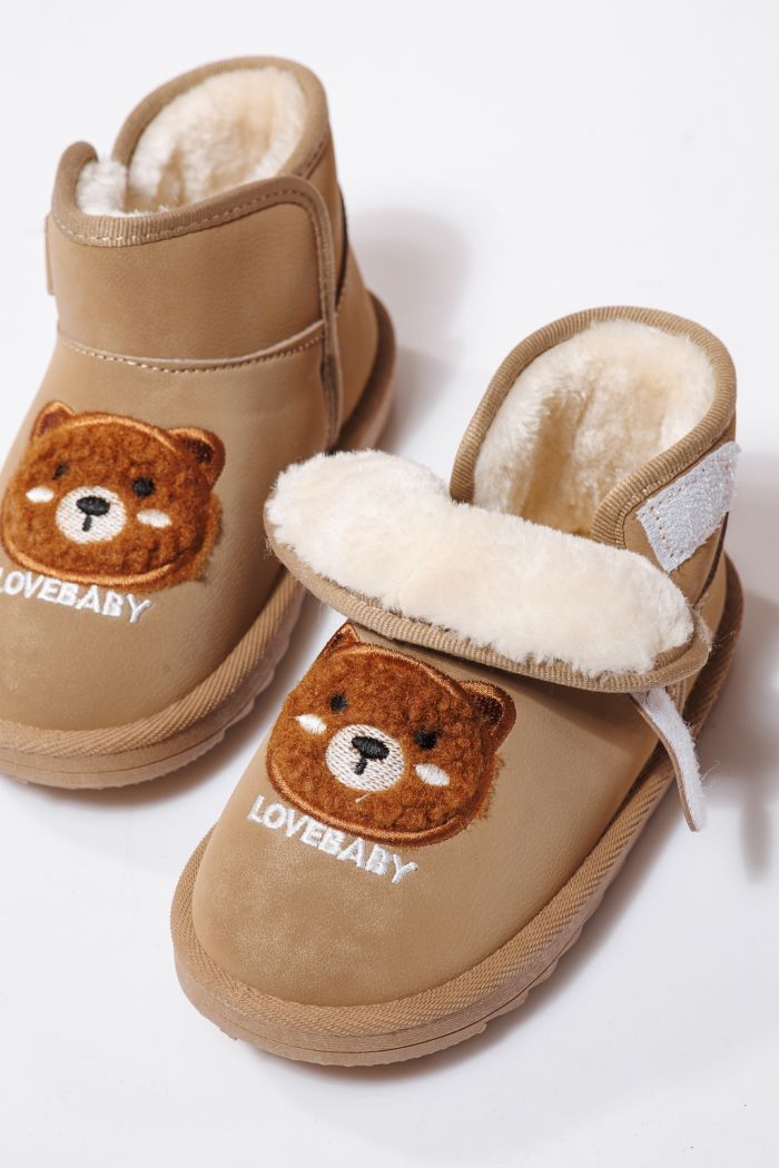 Szőrme csizma lányoknak khaki öko bőrből készült Julieta #23152