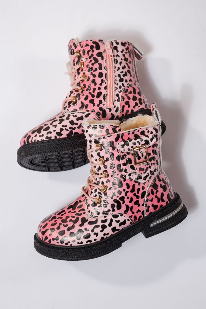 Szőrme csizma lányoknak Rózsaszín öko bőrből készült Iris #23137