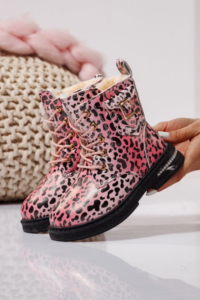 Szőrme csizma lányoknak Rózsaszín öko bőrből készült Iris #23134