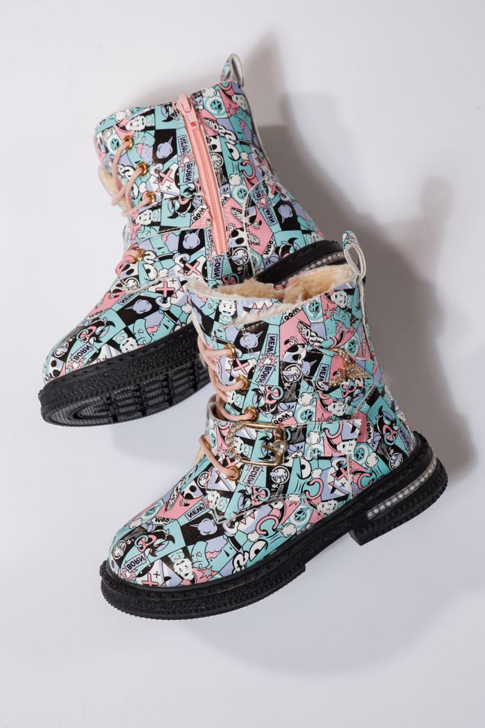 Szőrme csizma lányoknak Rózsaszín öko bőrből készült Eliza #23131