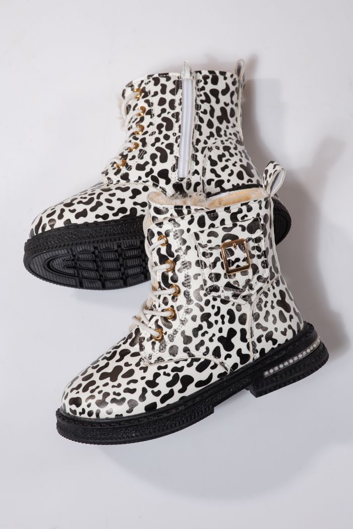 Szőrme csizma lányoknak fekete öko bőrből készült Iris #23135