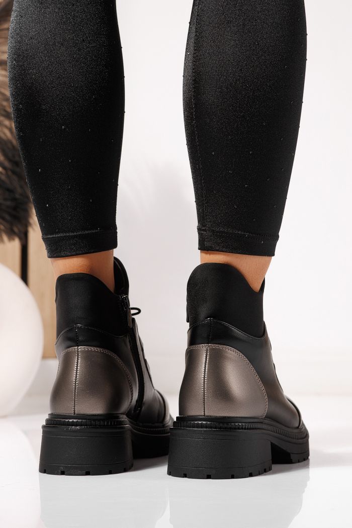 Női csizma szőrmével fekete öko bőrből készült Nami #23054