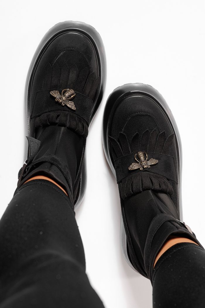 Női bélelt csizma fekete öko bőrből készült Venus #23160