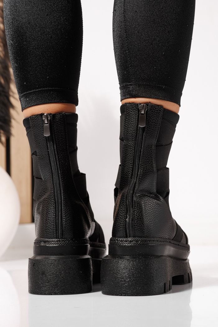 Női fekete, bélelt csizma ekológikus bőrből Julia #23176