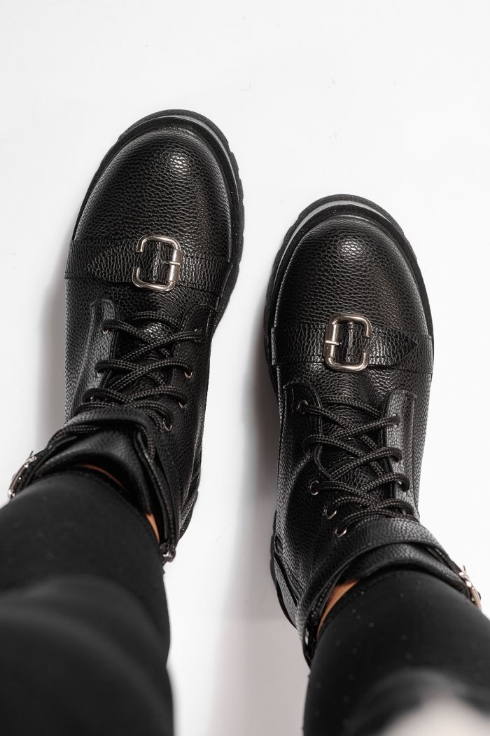 Női fekete, bélelt csizma ekológikus bőrből Joplin #23175