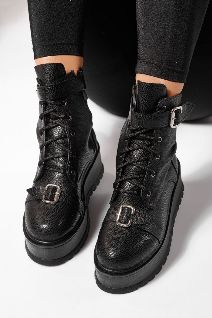 Női fekete, bélelt csizma ekológikus bőrből Joplin #23175