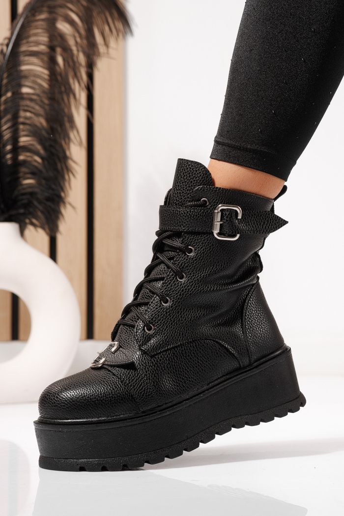 Női fekete, bélelt csizma ekológikus bőrből Joplin #23175