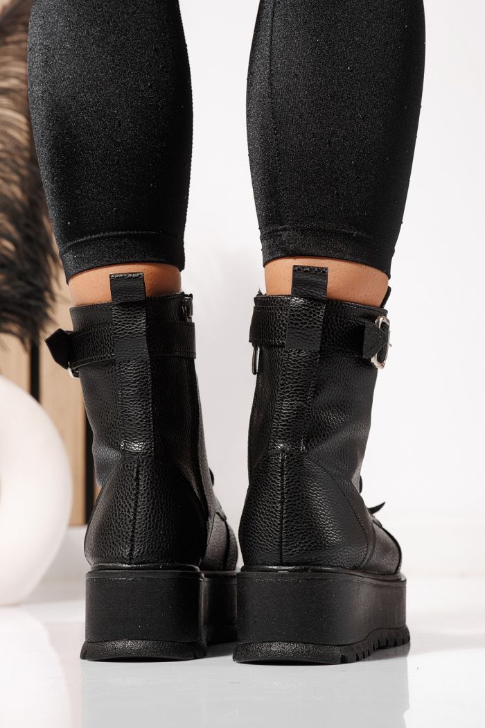 Női fekete, bélelt csizma ekológikus bőrből Joplin #23175