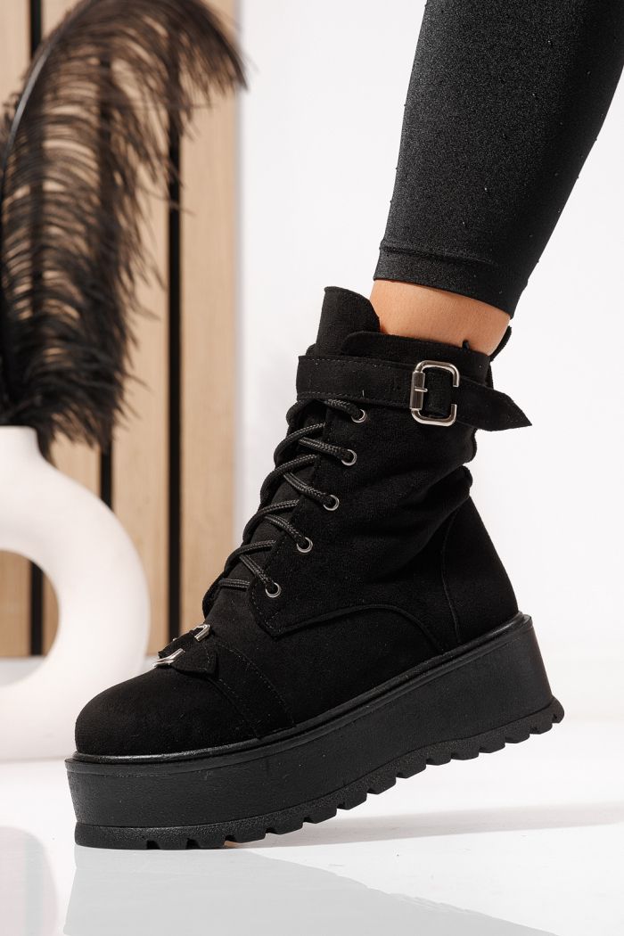 Női fekete, bélelt csizma ekológikus bőrből Joplin #23174