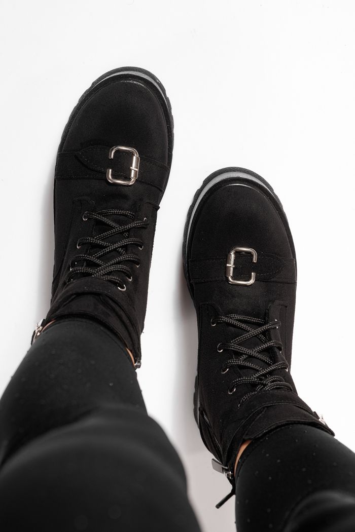 Női fekete, bélelt csizma ekológikus bőrből Joplin #23174