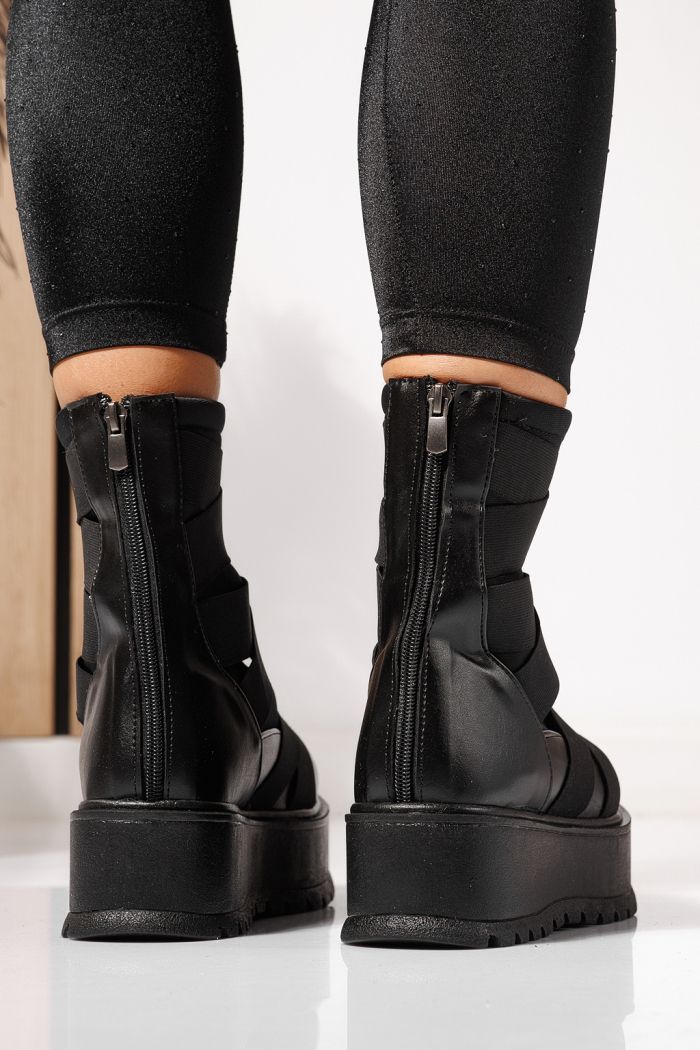 Női fekete, bélelt csizma ekológikus bőrből Ellis #23173