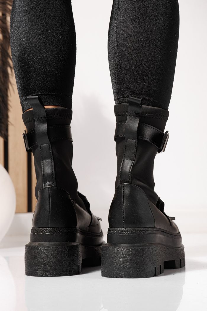 Női bélelt csizma fekete öko bőrből készült Floris #23169