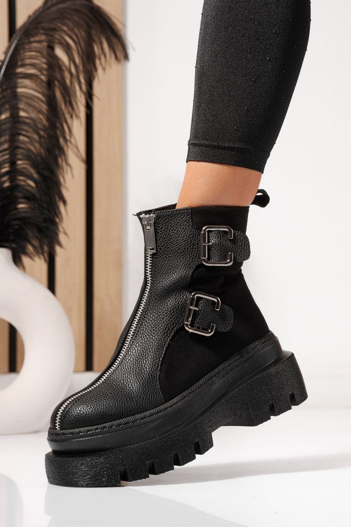 Női fekete, bélelt csizma ekológikus bőrből Eniko #23171