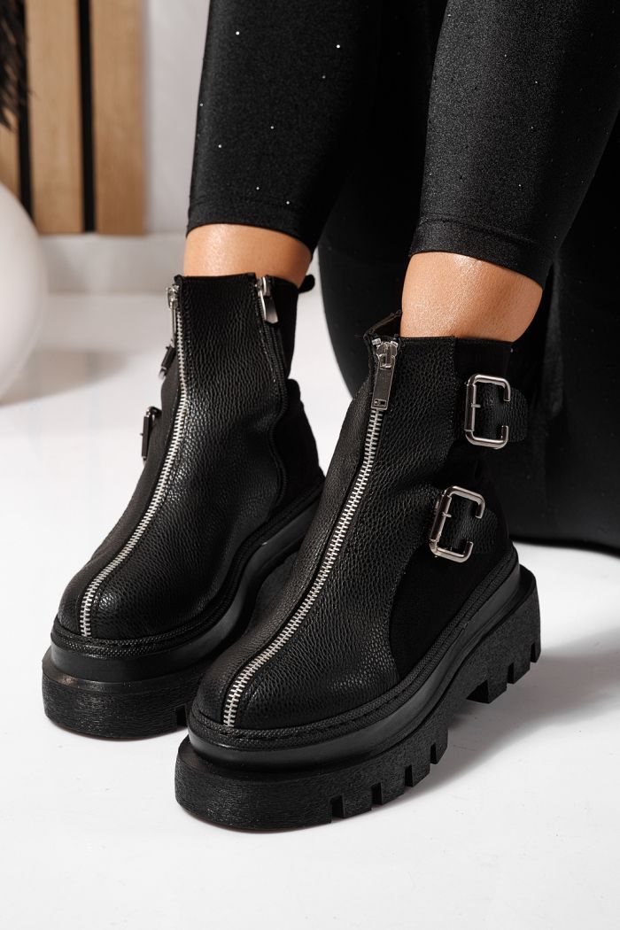 Női fekete, bélelt csizma ekológikus bőrből Eniko #23171