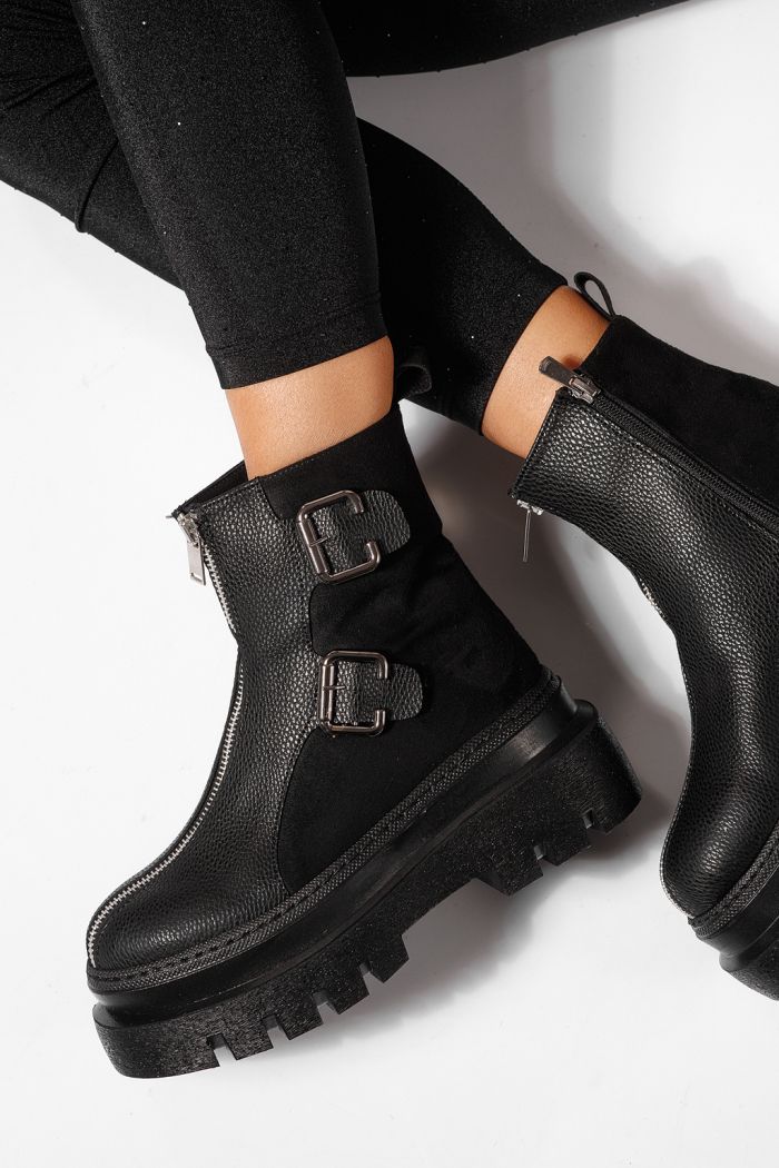 Női fekete, bélelt csizma ekológikus bőrből Eniko #23171
