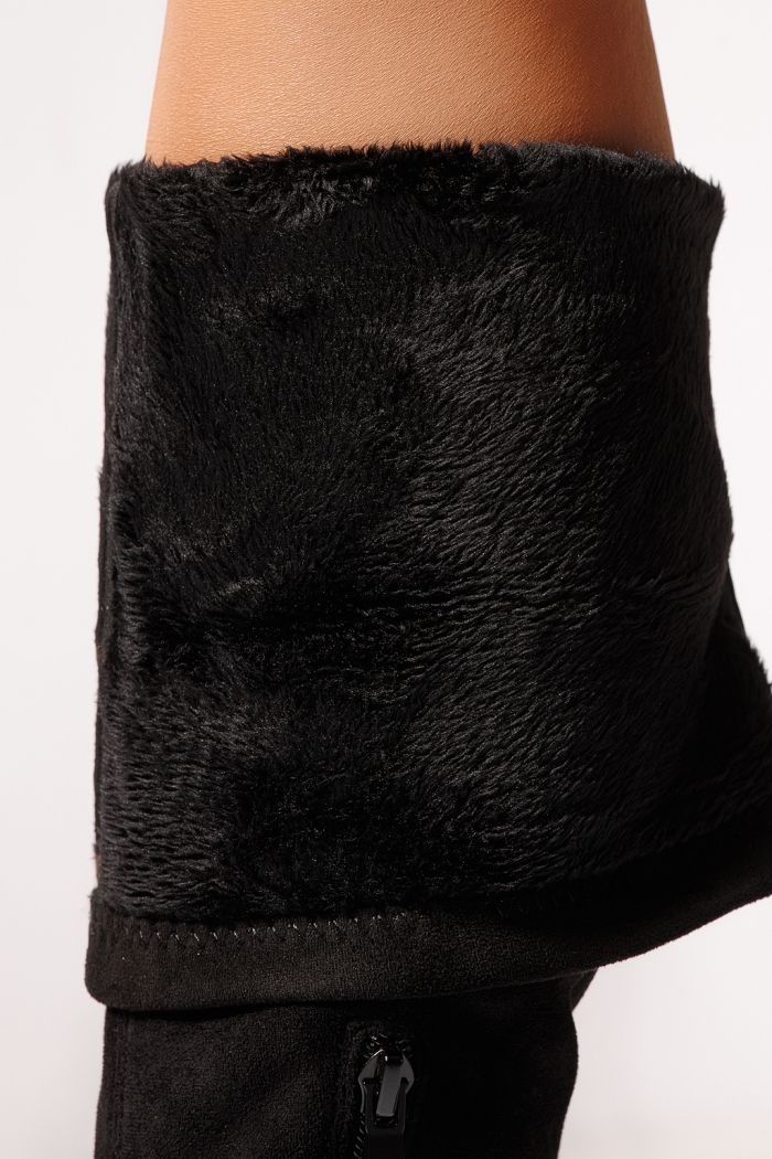 Női hosszú csizmák bélés fekete öko bőrből készült Isabella #23081