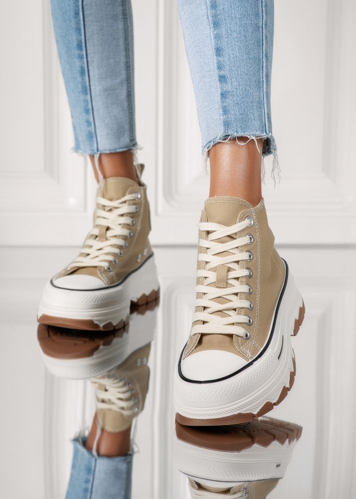 Női khaki színű textil tornacipő Seline #24186