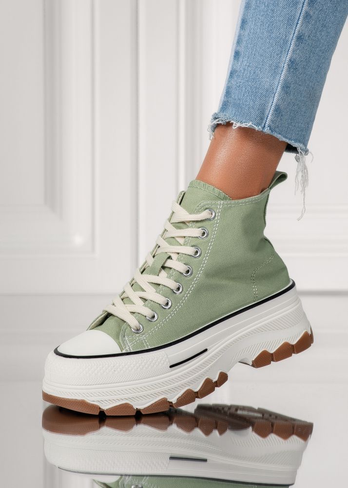 Női zöld textil tornacipő Seline #24187