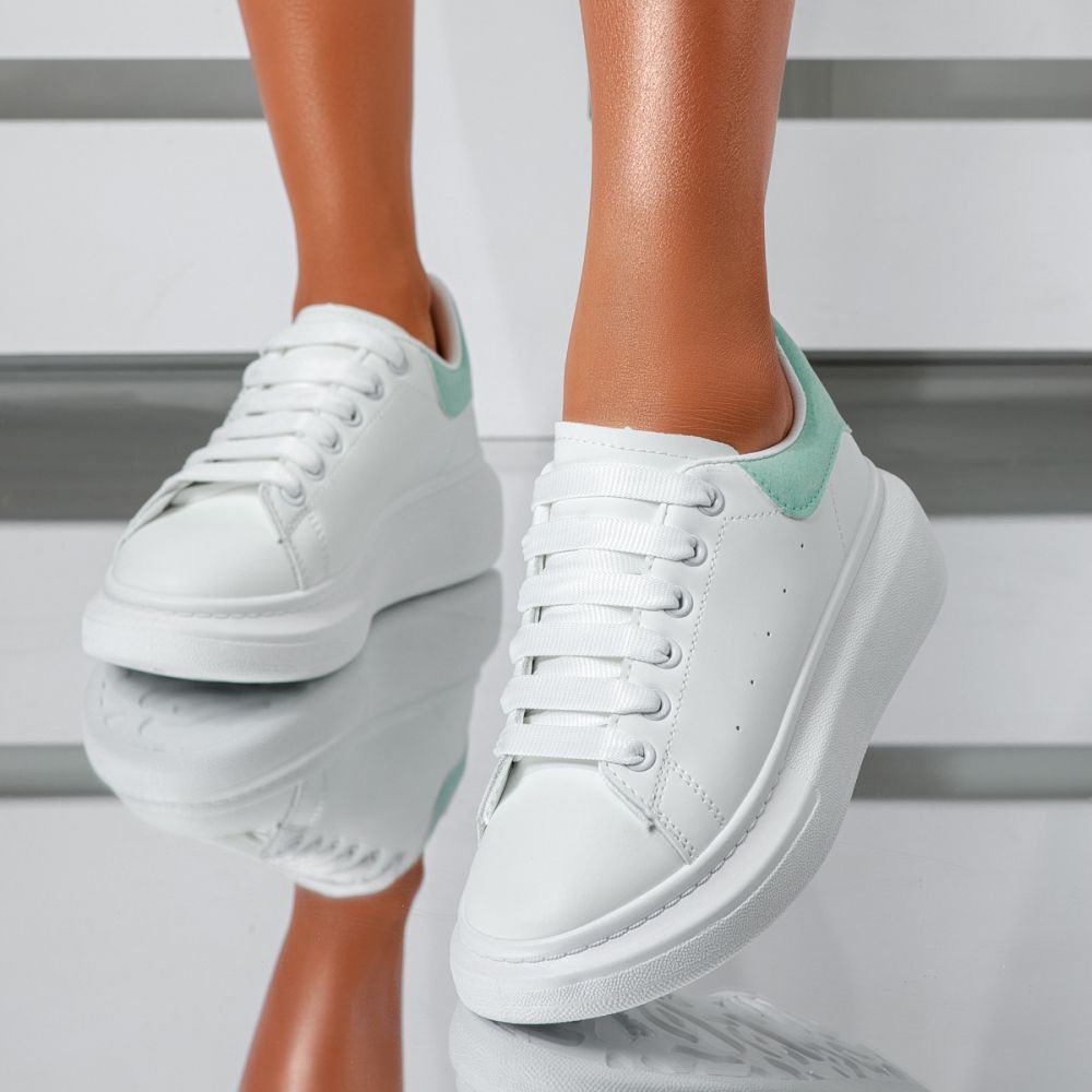 Női fehér sportcipő ekológikus bőrből Raya #24178