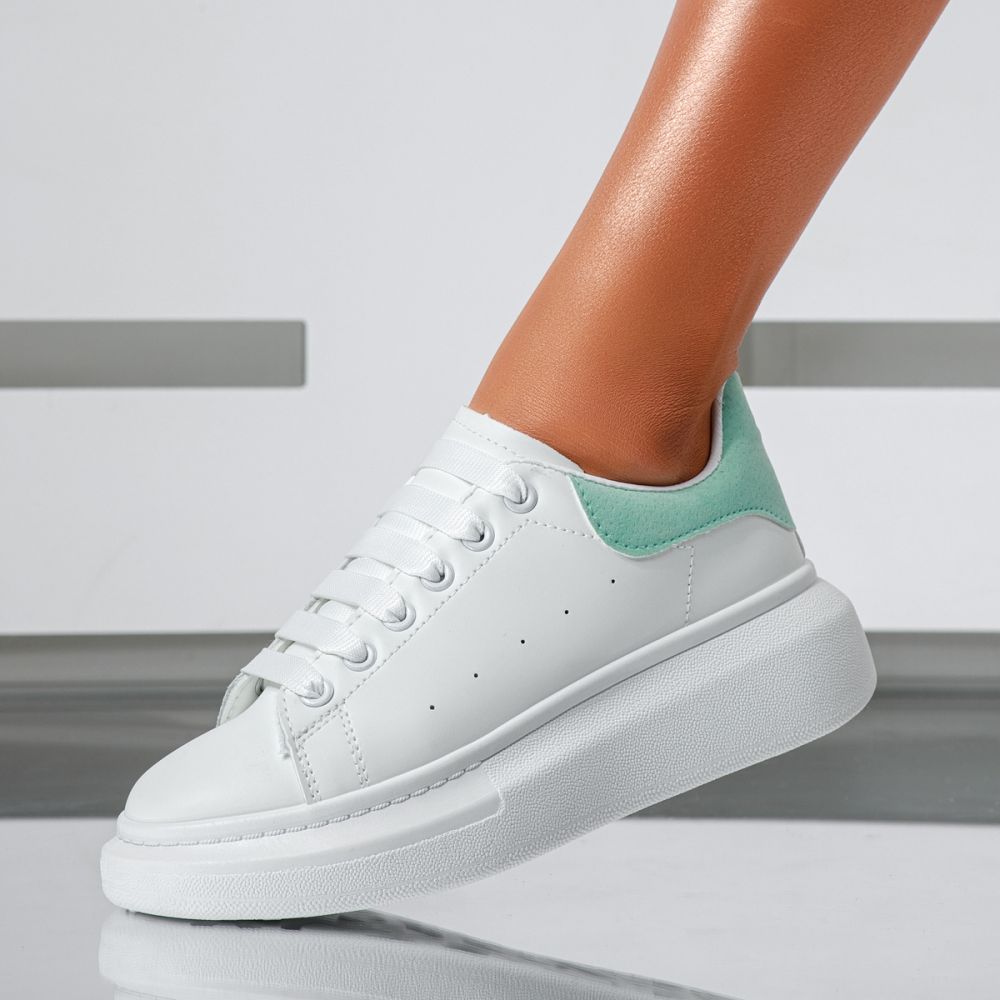 Női fehér sportcipő ekológikus bőrből Raya #24178