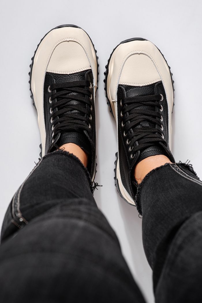 Női fekete sportcipő ekológikus bőrből Layla #24154