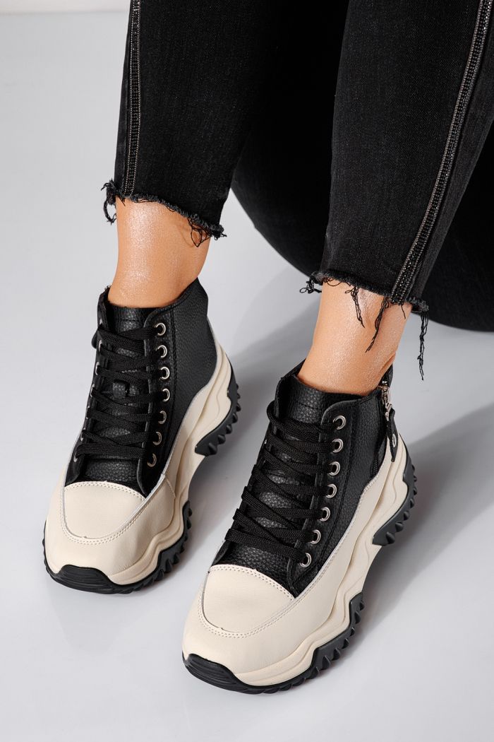 Női fekete sportcipő ekológikus bőrből Layla #24154